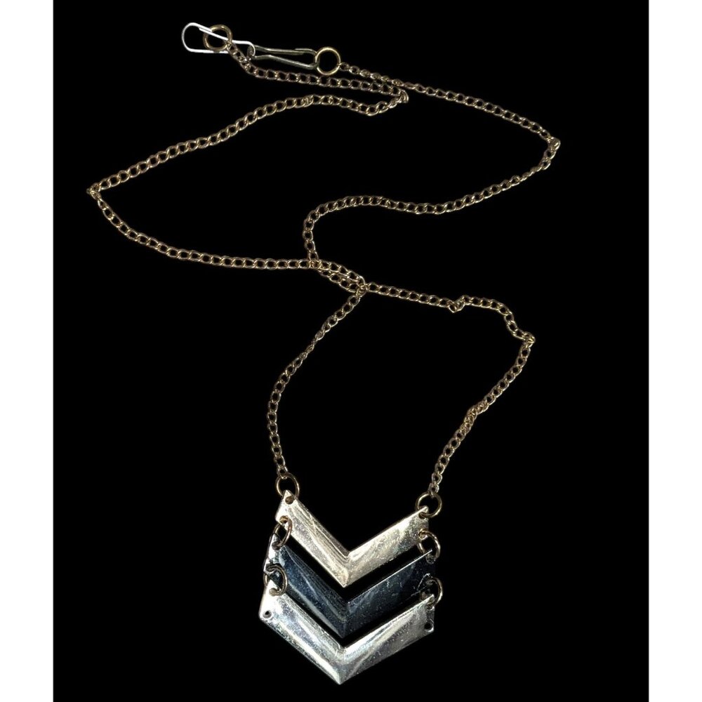 Bohemian Multi-Metallic Chevron Pendant Necklace